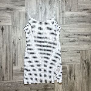 ASOS DESIGN MINI SLIP DRESS IN BLACK SPOT PRINT-MULTI US 10